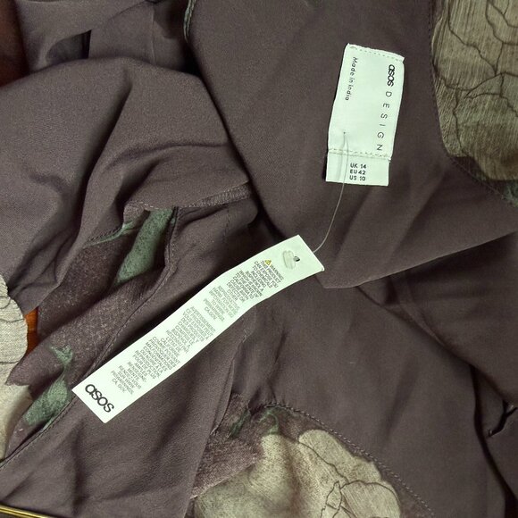 NWT ASOS Floral Cowl Neck Bias Maxi Dress With Frills And Mixed Fabric - Picture 6 of 8